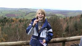 Louis enjoys some after-lunch chocolate at Mamhead Obelisk